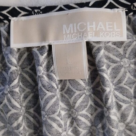 MICHAEL Michael Kors 3/4 bell sleeve geometric scoop neck blouse Sz L - Picture 5 of 5
